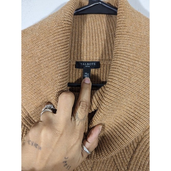 Talbots Women Camel Long Sleeve Cowl neck Sweater Size XL Petite - Picture 4 of 5